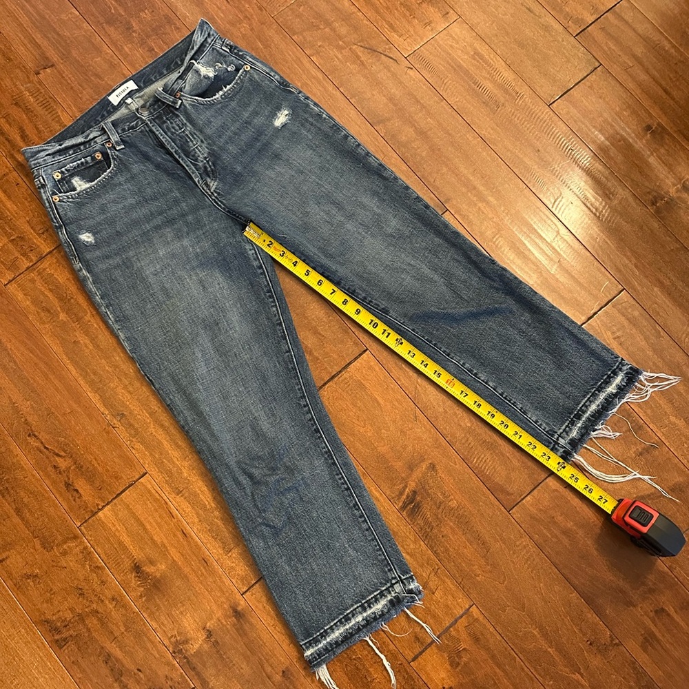 Pistola High Rise Straight Leg Cropped Raw Hem Jeans Sz 28 - Picture 9 of 12